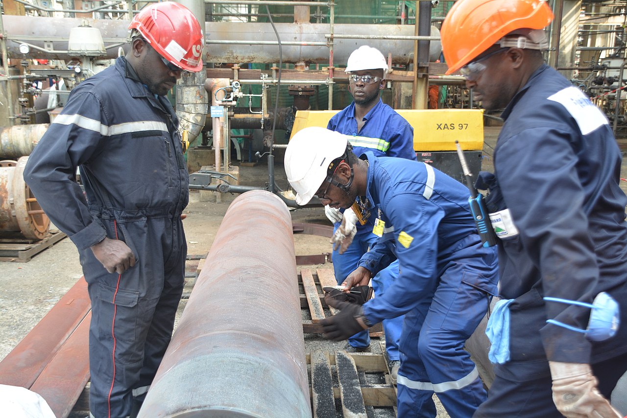 Inspection crew working on pipework during a shutdown